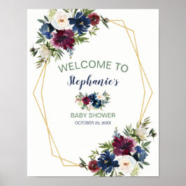 Póster Marco geométrico de la Marina de Borgoña Flores Ba