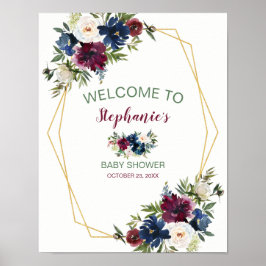 Póster Marco geométrico de la Marina de Borgoña Flores Ba