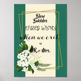 Póster marco geométrico elegante floral blanco