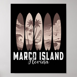 Póster Marco Island Beach Florida Surfboard Men Women Sur