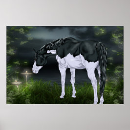 Póster Marco negro y blanco sobre un caballo de pintura