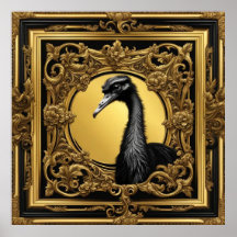 Marco ornamental de oro de avestruz
