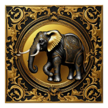 Marco ornamental de oro elefante