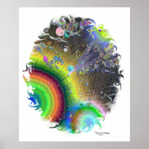 Póster Marco ovalado de sol de esmalte negativo, firma ar