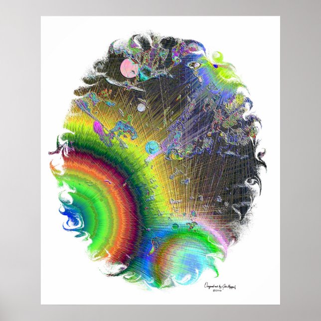 Póster Marco ovalado de sol de esmalte negativo, firma ar (Frente)