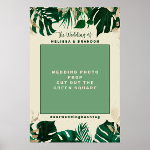 Póster Marco para cabina de fotos de boda tropical modern