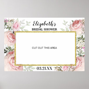 Póster Marco para cabina de fotos floral rosa Boho Blush