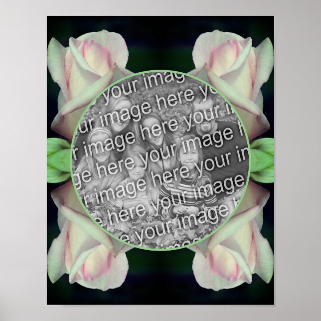 Póster Marco rosa de flores de rosebud crea tu propia fot (Frente)