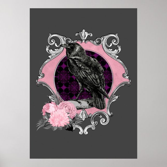 Póster Marco Rosa de gótico Raven (Frente)