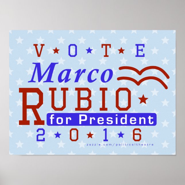 Póster Marco Rubio Presidente 2016 Republicano electoral (Frente)