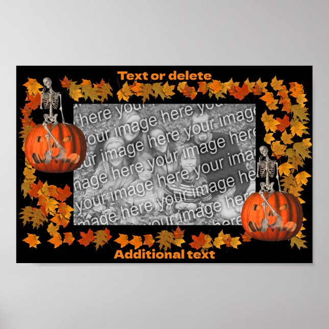 Póster Marco Skeleton Halloween Añadir la foto (Frente)
