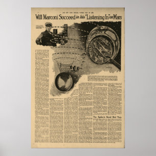 Póster Marconi Escuchando En Marte Circa 1922