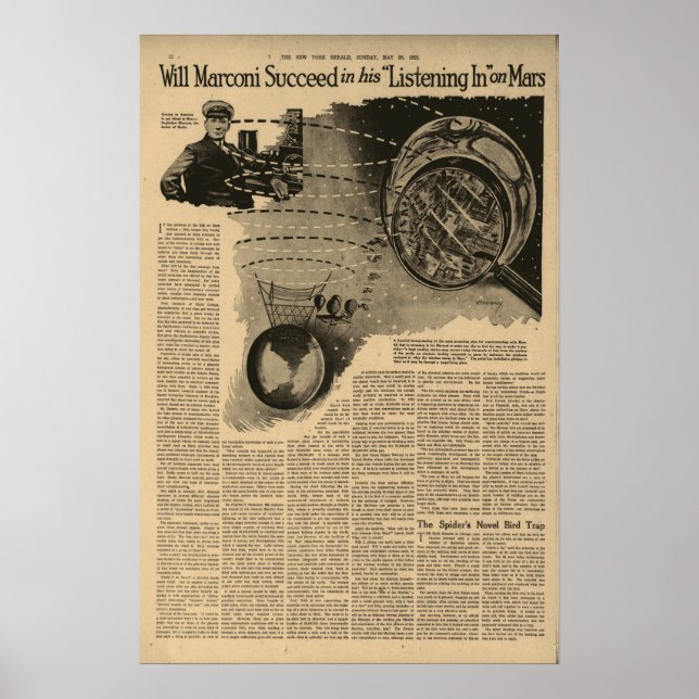Póster Marconi Escuchando En Marte Circa 1922 (Frente)