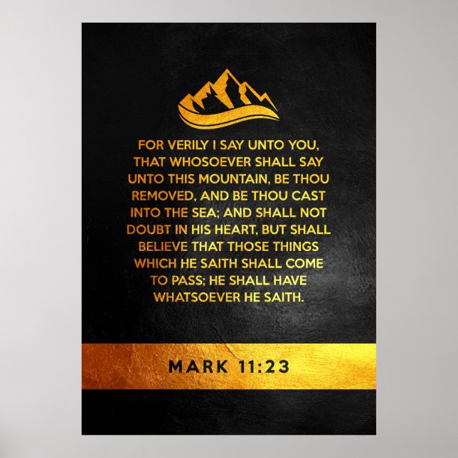 Póster Marcos 11:23 Versículo de la Biblia (Frente)