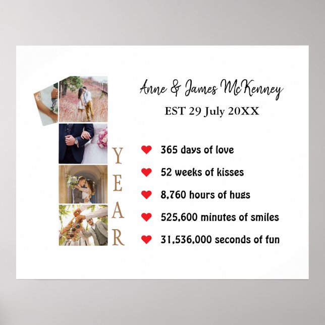 Póster Marcos de fotos personalizados para aniversario de (Frente)