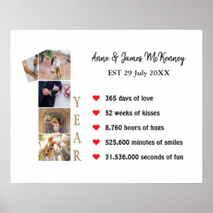 Póster Marcos para Fotos Personalizados Aniversario de 1 