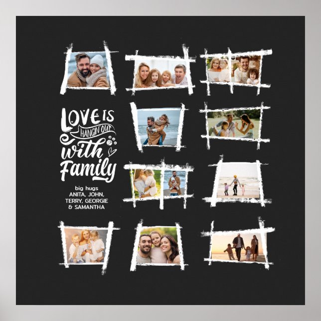 Póster Marcos Rústicos Blanco/Negro El Amor Es Familia ID (Frente)