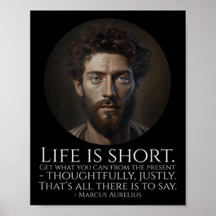 Póster Marcus Aurelius - La vida es corta - Filosofía est