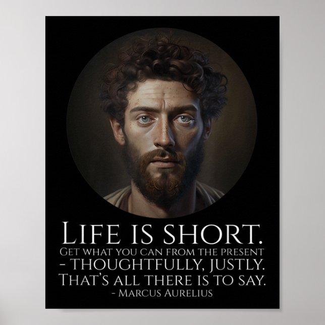 Póster Marcus Aurelius - La vida es corta - Filosofía est (Frente)