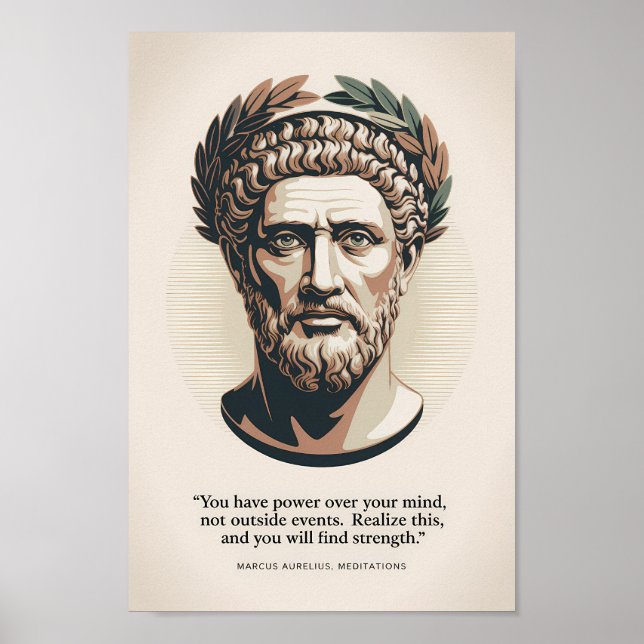 Póster Marcus Aurelius Meditations Quote Illustration Art (Frente)