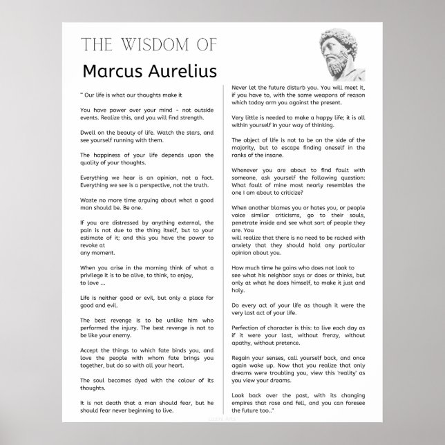 Póster Marcus Aurelius Stoic Meditaciones. La sabiduría d (Frente)