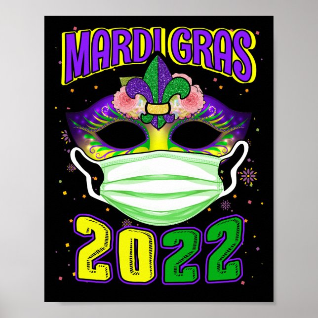Póster Mardi Gras 2022 Con Festival De Máscara De Cara (Frente)