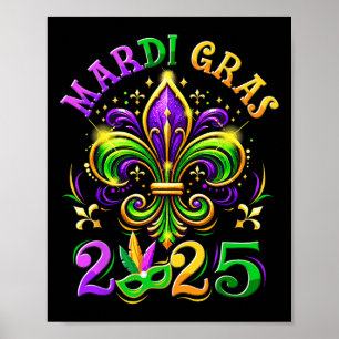 Póster Mardi Gras 2025 Fleur De Lis Hombres Mujeres Hijos