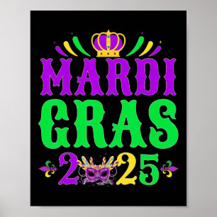 Póster Mardi Gras 2025 Jester Costume Mardi Gras Familia 