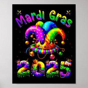 Póster Mardi Gras 2025 Jester Set Niños Chicas Hombres