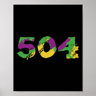 Póster Mardi Gras 504 Nola Retro Nueva Orleans Tee Fleur 