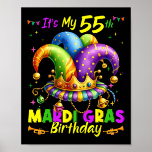 Póster Mardi Gras 55º cumpleaños Grasa Martes 55 años