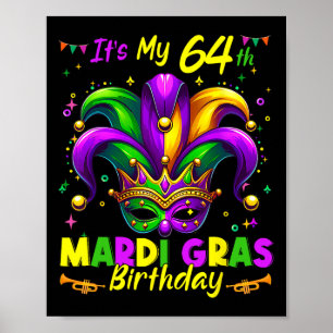 Póster Mardi Gras 64º cumpleaños Grasa Martes 64 años