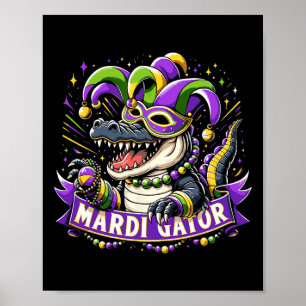 Póster Mardi Gras Alligator Celebración Mardigator