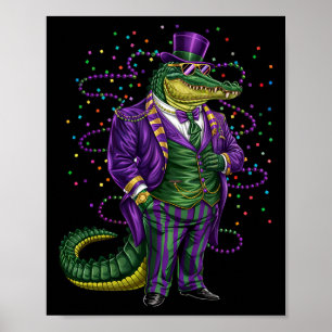 Póster Mardi Gras Alligator Funny Mardi Gras Vestidos
