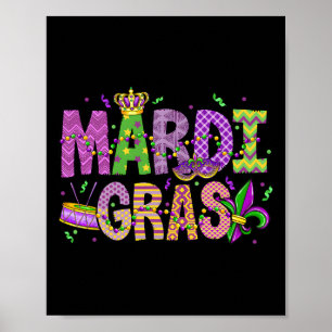 Póster Mardi Gras Bebidas Face Mask Feathers Hombres Gorr