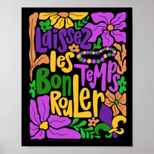 Póster Mardi Gras Boho Laissez Les Bon Temps Rouler Fleur