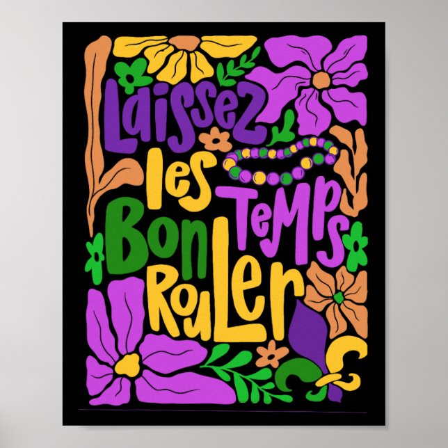 Póster Mardi Gras Boho Laissez Les Bon Temps Rouler Fleur (Frente)