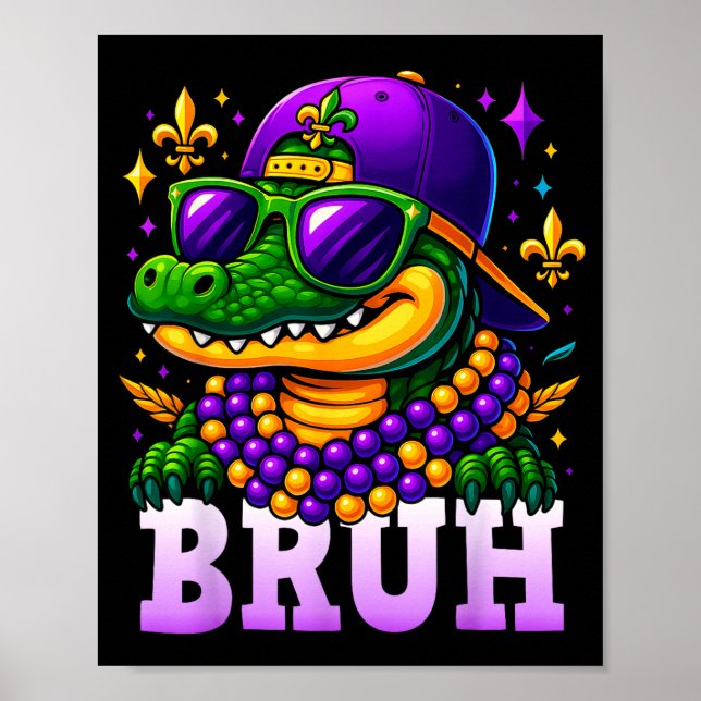 Póster Mardi Gras Bruh Mardigator Alligator Costume Teens (Frente)