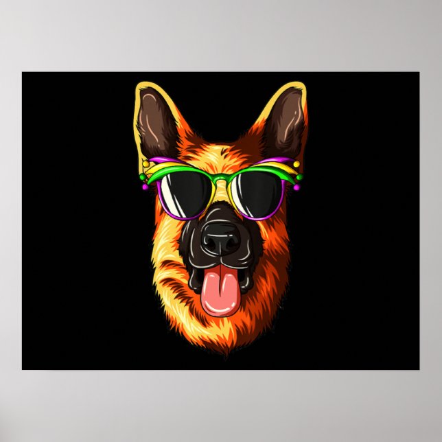 Póster Mardi Gras Carnival Mask German Shepherd (Frente)