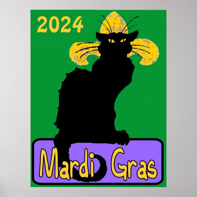 Póster Mardi Gras Chat Noir, fecha de edición (Frente)