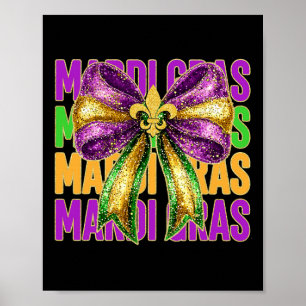 Póster Mardi Gras Coquette Bow Fat Martes Desfile Carniva