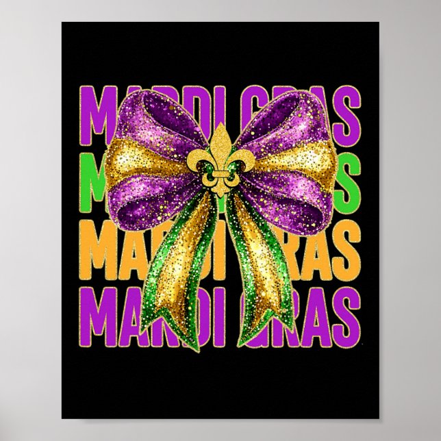 Póster Mardi Gras Coquette Bow Fat Martes Desfile Carniva (Frente)
