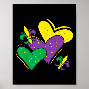 Póster Mardi Gras Corazones Amuebladas Mujeres Chicas Niñ