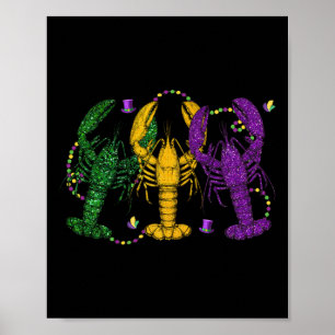 Póster Mardi Gras Crawfish Funny Retro Parade disfraz Adu