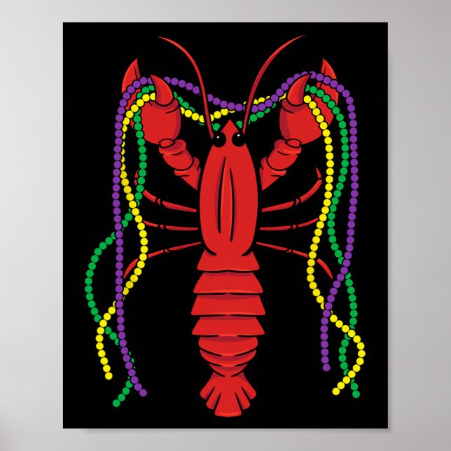 Póster Mardi Gras Crawfish Vestido Carnaval Celda de lang (Frente)