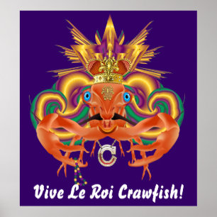 Póster Mardi Gras Crawfish Who Da King por favor ver nota