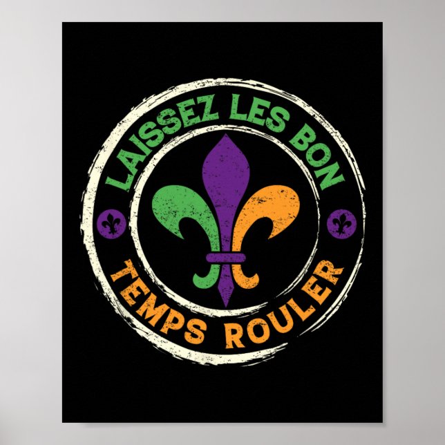 Póster Mardi Gras Deja Que Los Buenos Tiempos Lancen Fleu (Frente)