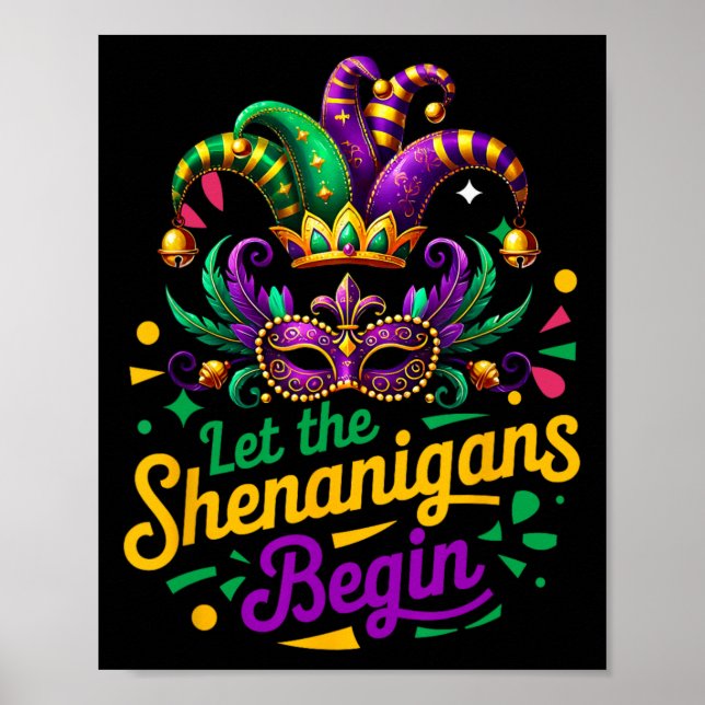 Póster Mardi Gras Dejar Que Los Shenanigans Empiecen A Lo (Frente)