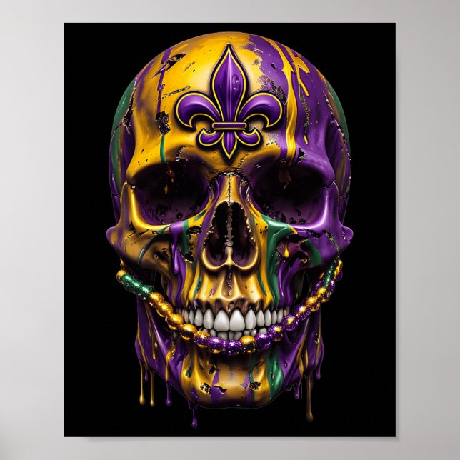 Póster Mardi Gras Disstume Carnaval de cráneo de azúcar H (Frente)