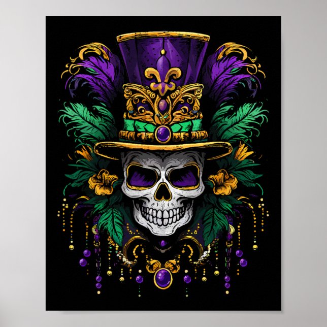Póster Mardi Gras Disstume Sugar Skull Carnaval Fiestas H (Frente)